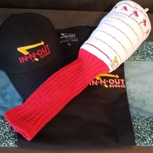 In n out tshirt, ball cap golf head cover